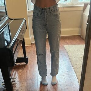 Denim Forum- ripped high waisted jeans